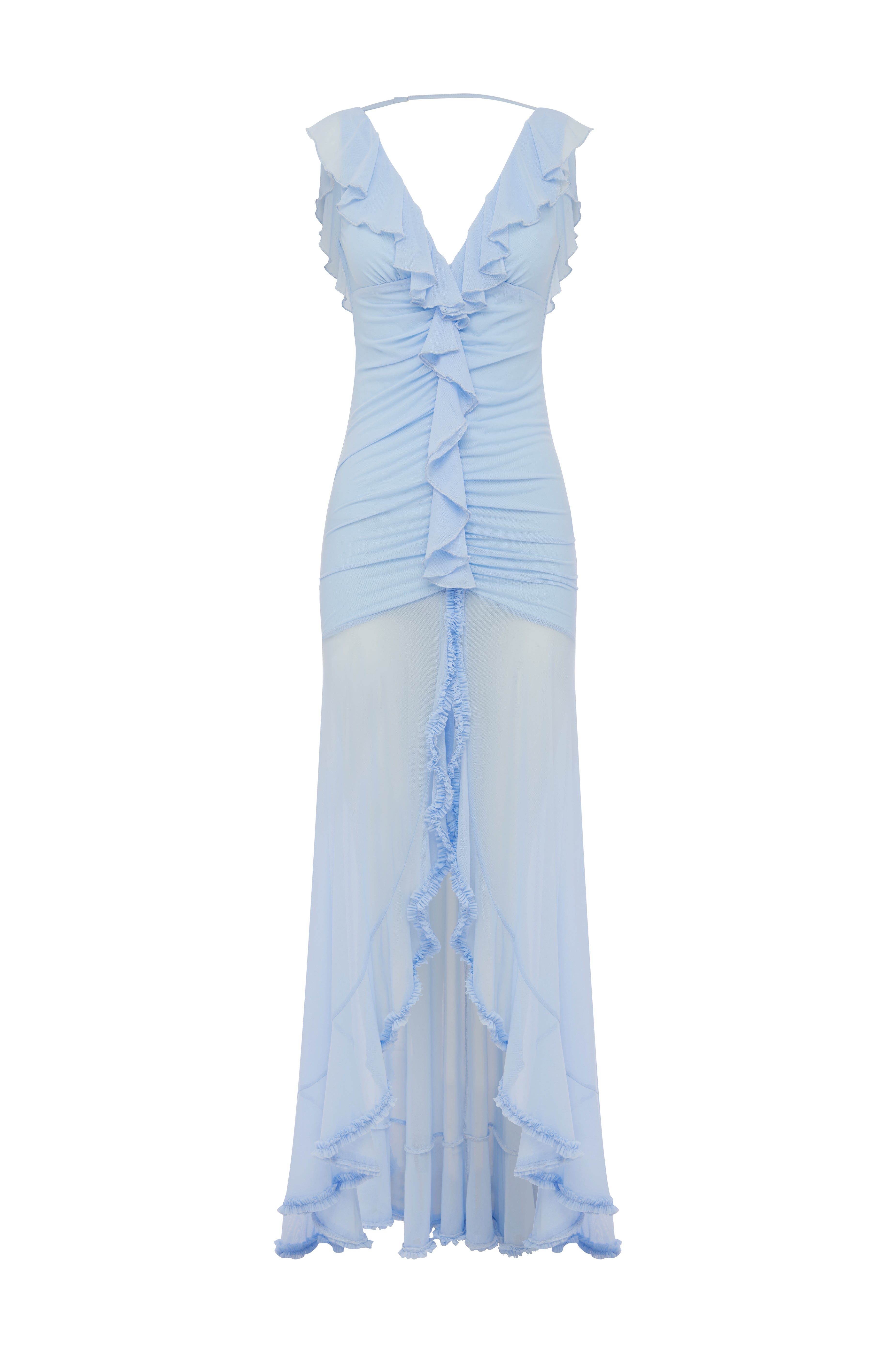 Blythe V-Neck Frill Maxi Dress - Bluebell