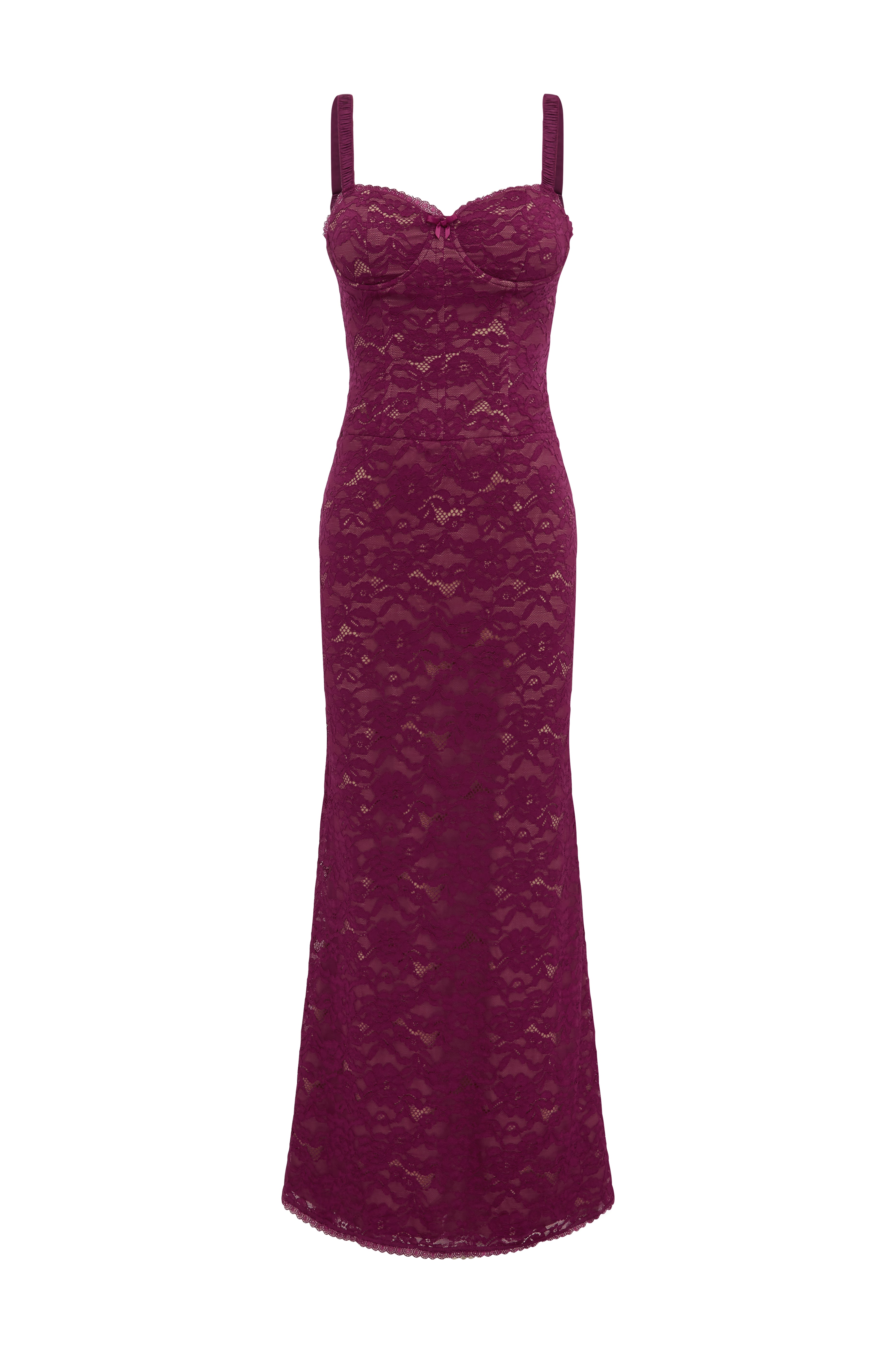 Hailee Lace Corset Maxi Dress - Wine