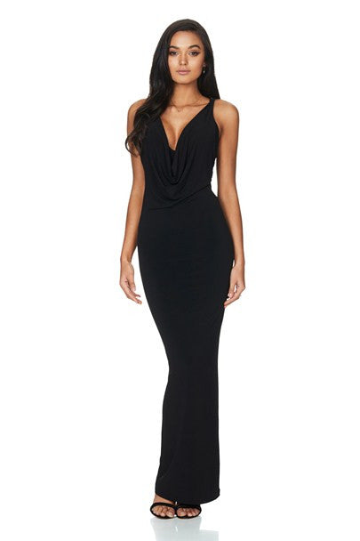Jewels Drape Gown in Black by Nookie front veiw