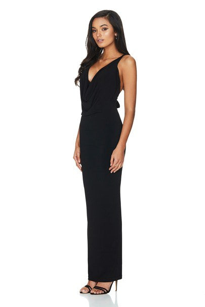Jewels Drape Gown in Black by Nookie side veiw