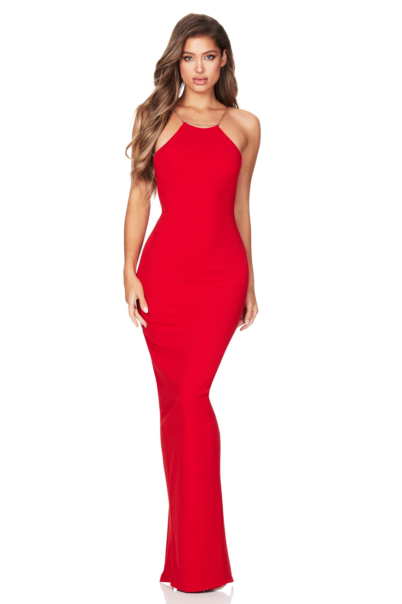 open lace back dress Lexi Chain Gown | Fire Red | Dress