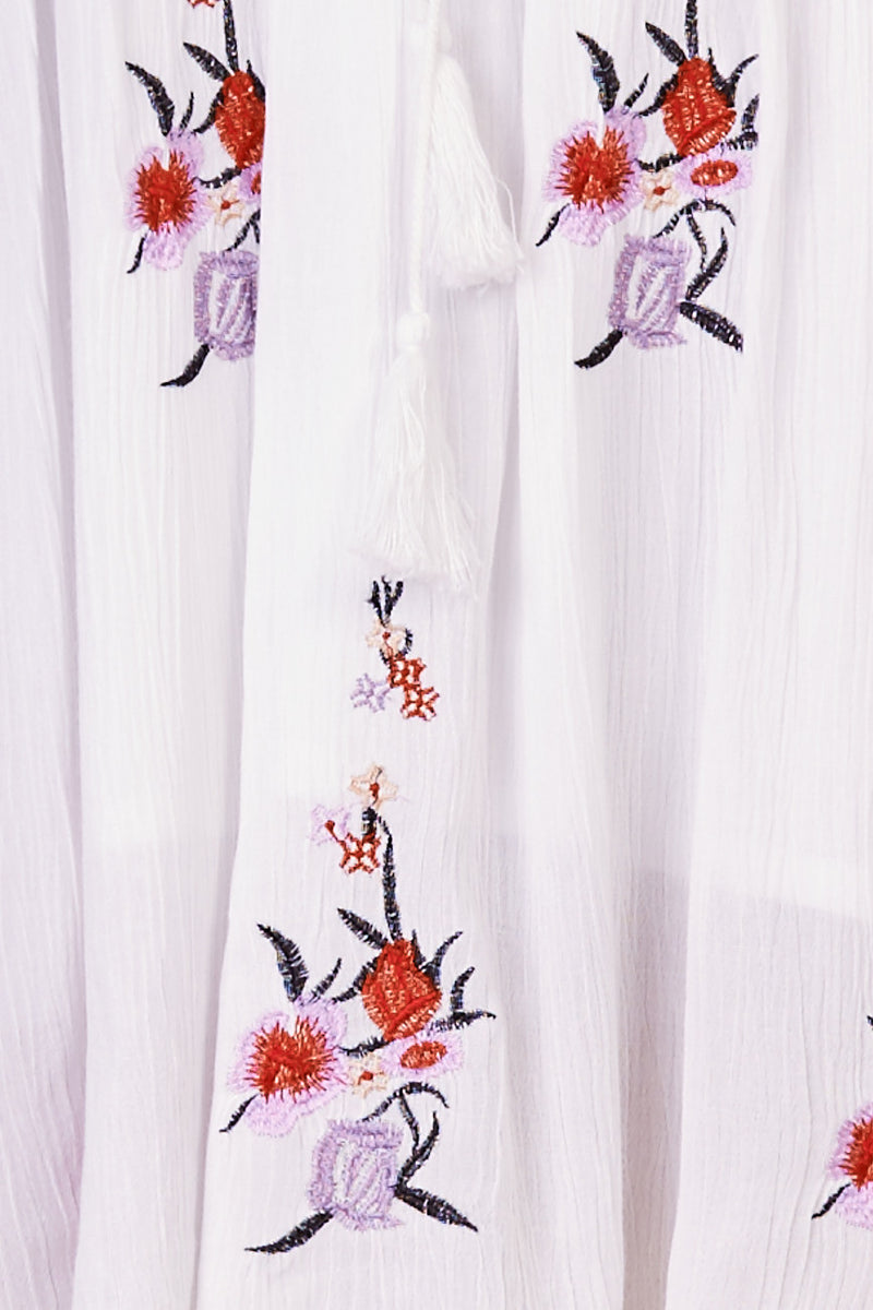 Sun Chaser Embroidered Dress in White by Morrisday The Label