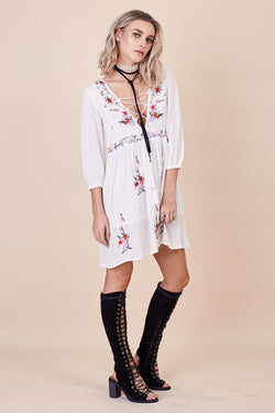 Sun Chaser Embroidered Dress in White by Morrisday The Label