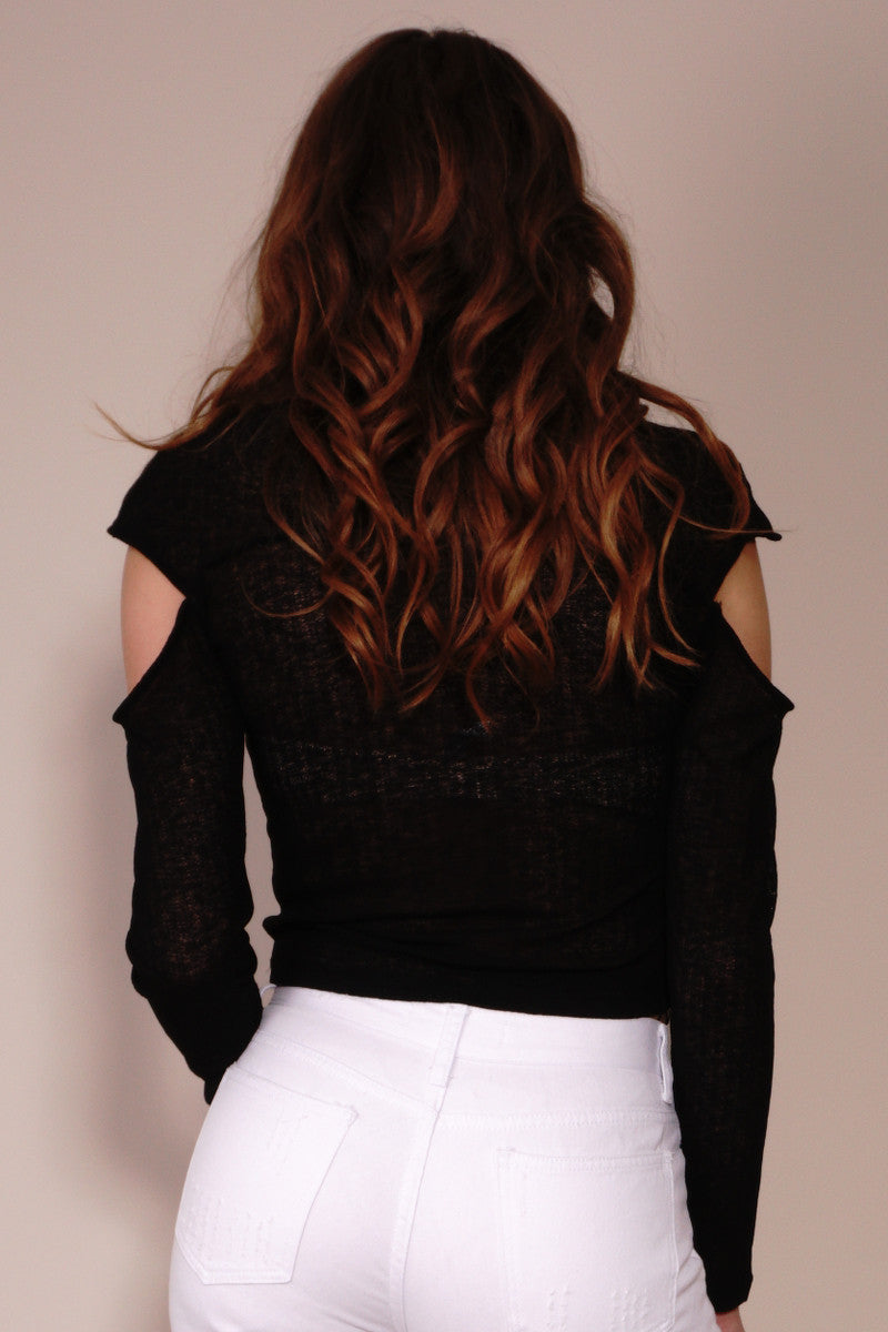 Style State top, back view of the Drop Shoulder Textured Knit Top.