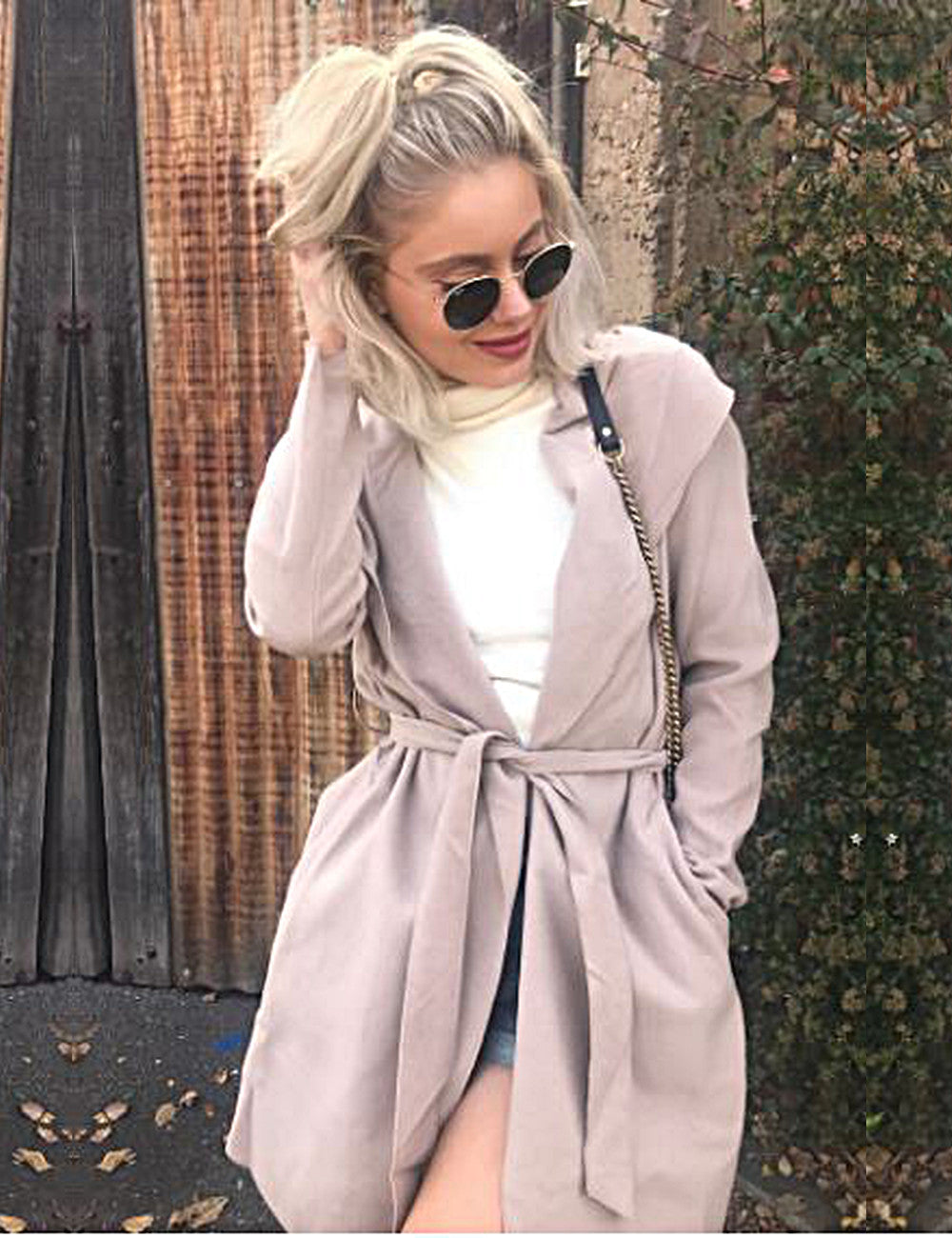Sundays the Label Coat, front view 2 of the Iceland Coat in blush.