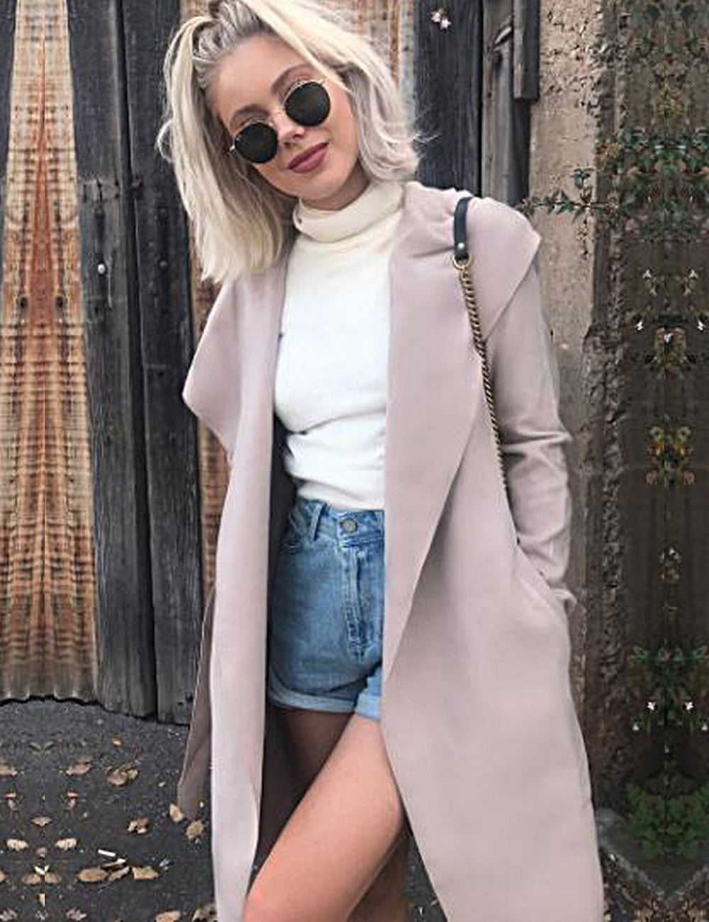 Sundays the Label coat, front view 3 of the Iceland Coat in blush.
