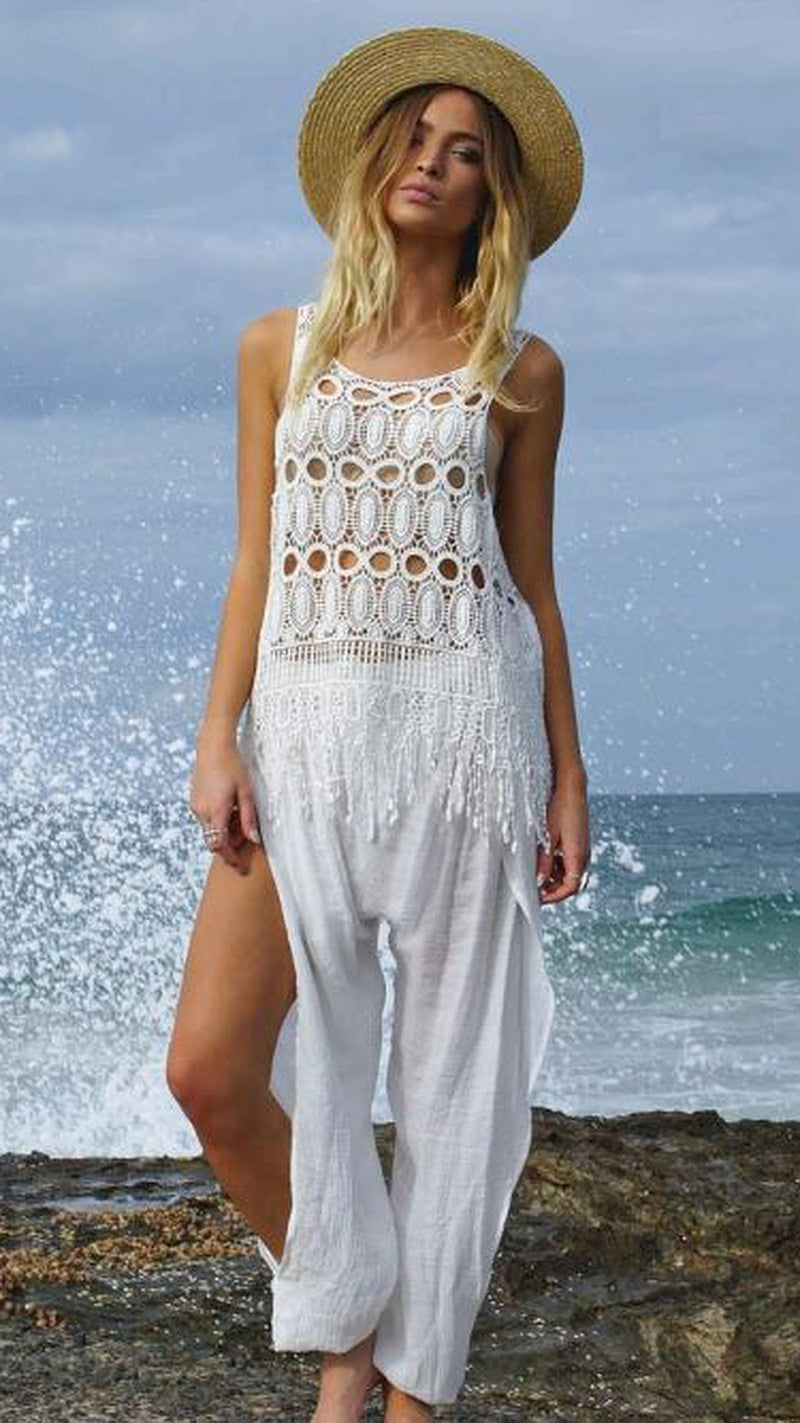 Mimi Tassel Top in White by Le Salty Label