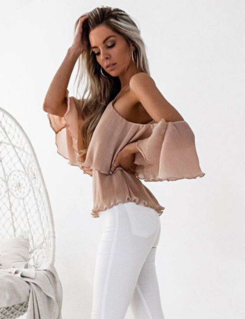 Sicily Top in Peach by Two Sisters the Label Side Crop View
