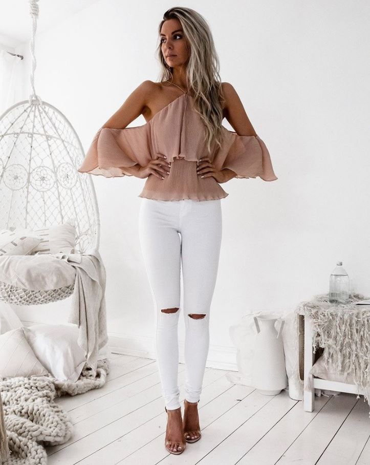 Sicily Top in Peach by Two Sisters the Label Front Full View
