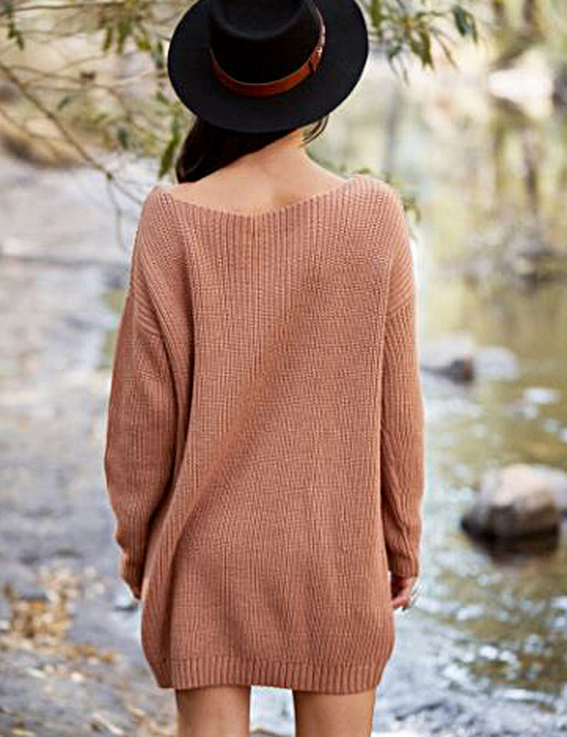 Sundays the Label dress, rear view of the Sunday Morning Knit Dress in salmon.