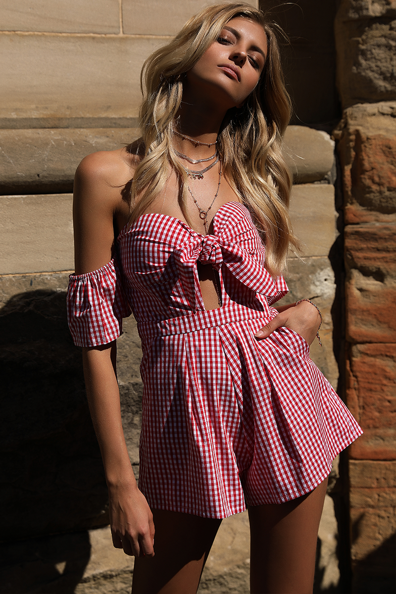 Paris Playsuit in Red by Runaway the Label